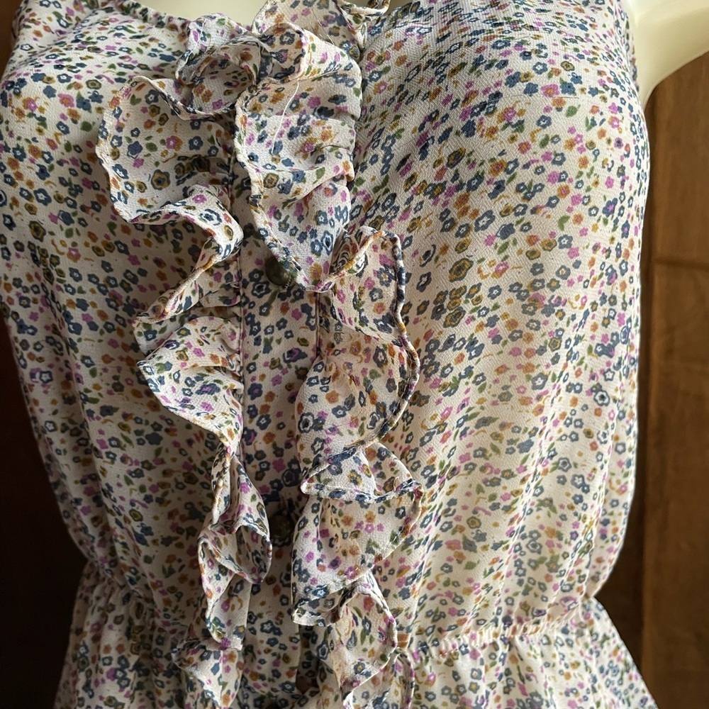 Naked Zebra Cream Ruffled Tie Front Camisole Top - Picture 2 of 6